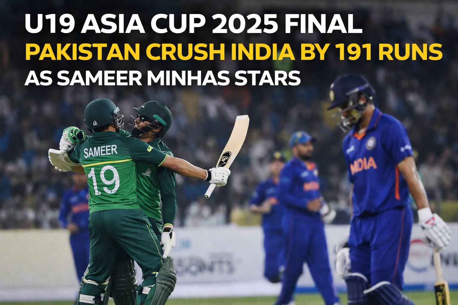 Pakistan U19 players celebrate after defeating India by 191 runs in the U19 Asia Cup 2025 Final