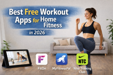 Beginner practicing yoga at home using yoga app